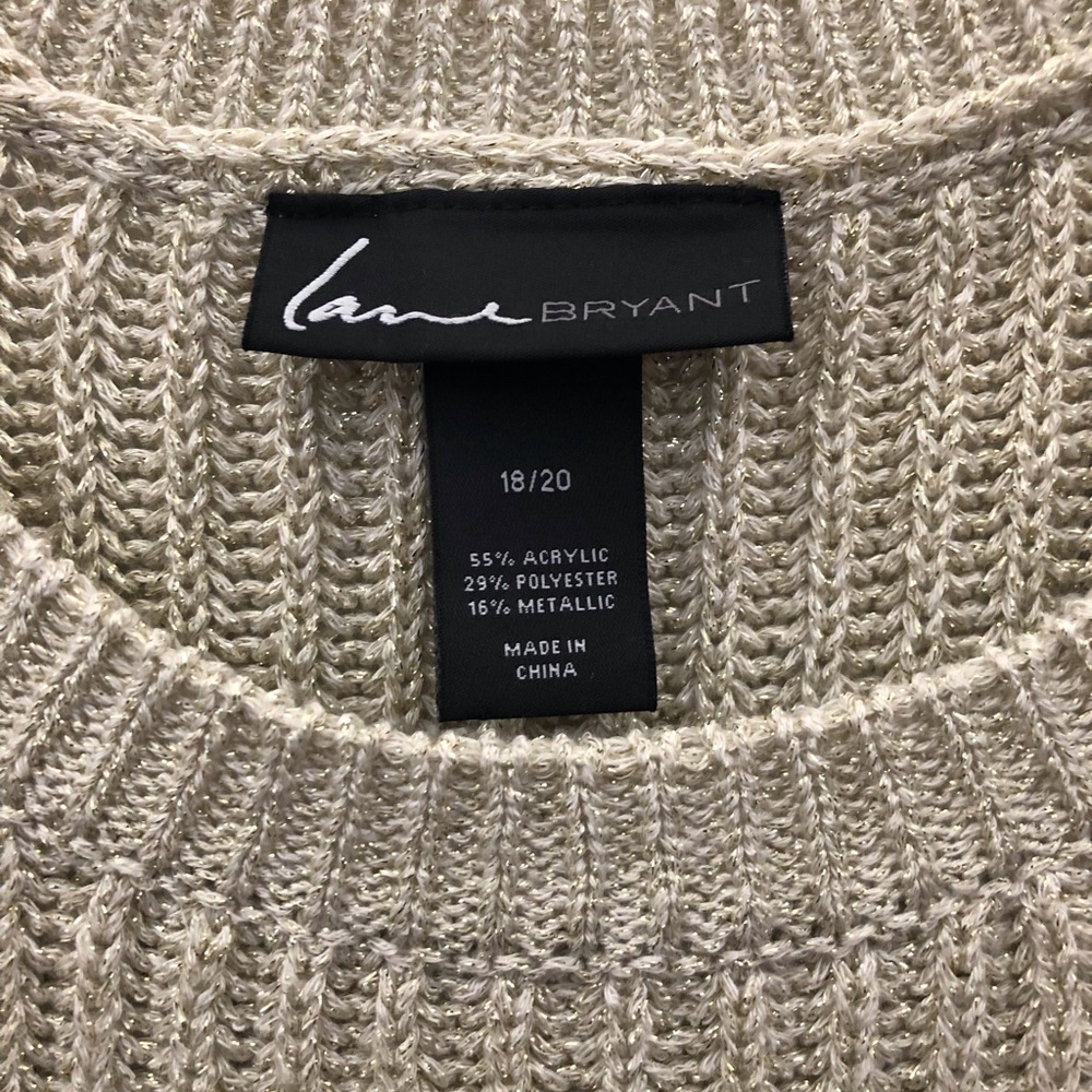 Lane Bryant metallic gold thread tan sweater. Size 18/20